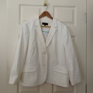 Talbots Classic White Blazer with fringe trim, size 16